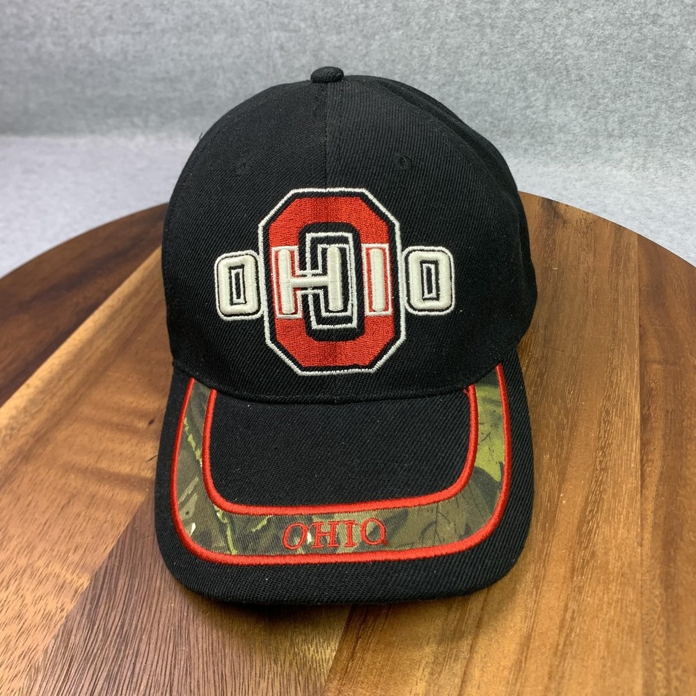 Ohio State Buckeyes Hat Cap Strap Back Black‎ Red NCAA Football Mens Camo Accent